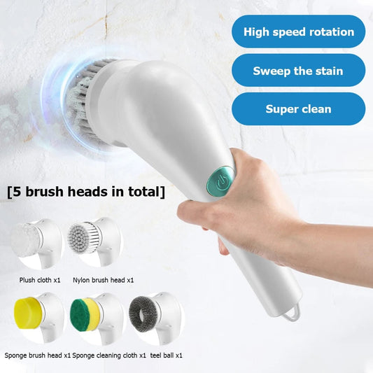 Electric Spin Cleaning Brush 5-Head Wireless Handheld Scrubber