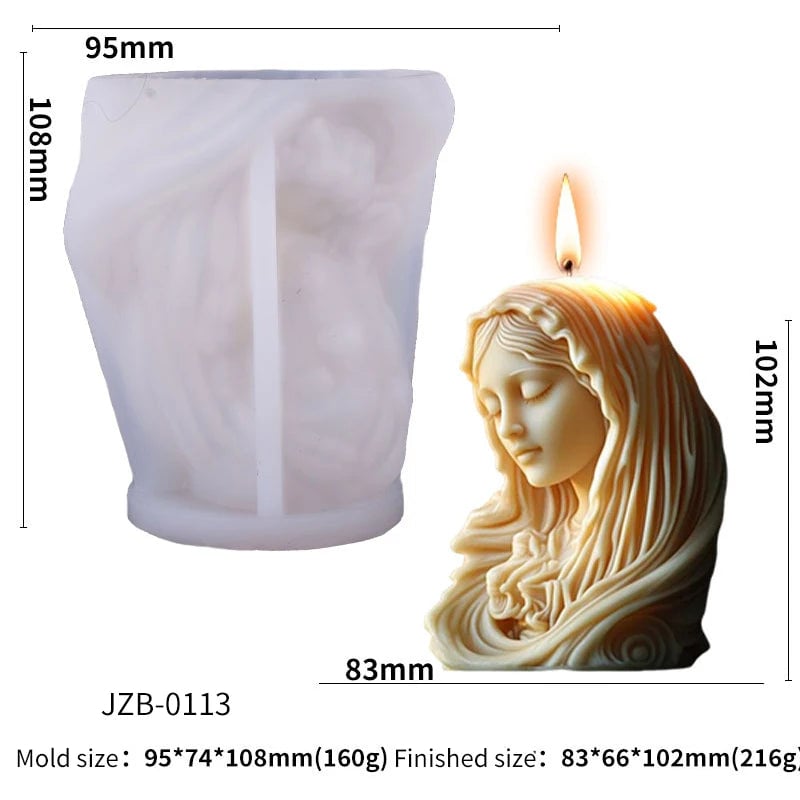 Jesus Statue Silicone Candle Mold Virgin Mary Resin Soap Craft
