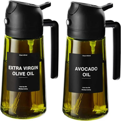 470ml Glass Oil Sprayer - 2-in-1 Olive Oil Dispenser & Spray Bottle