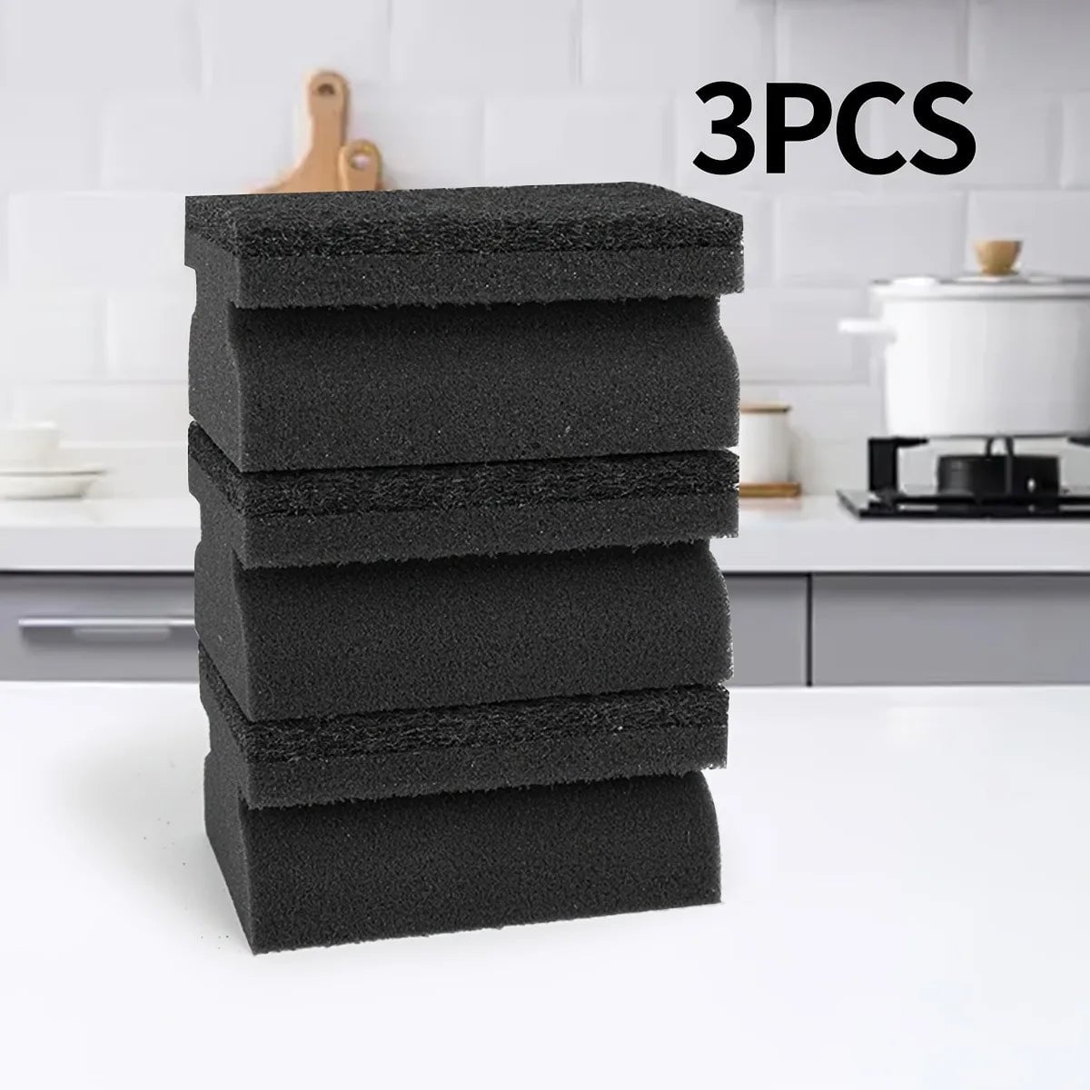 3-Pack Double-Sided Non-Scratch Scouring Sponges for Kitchen