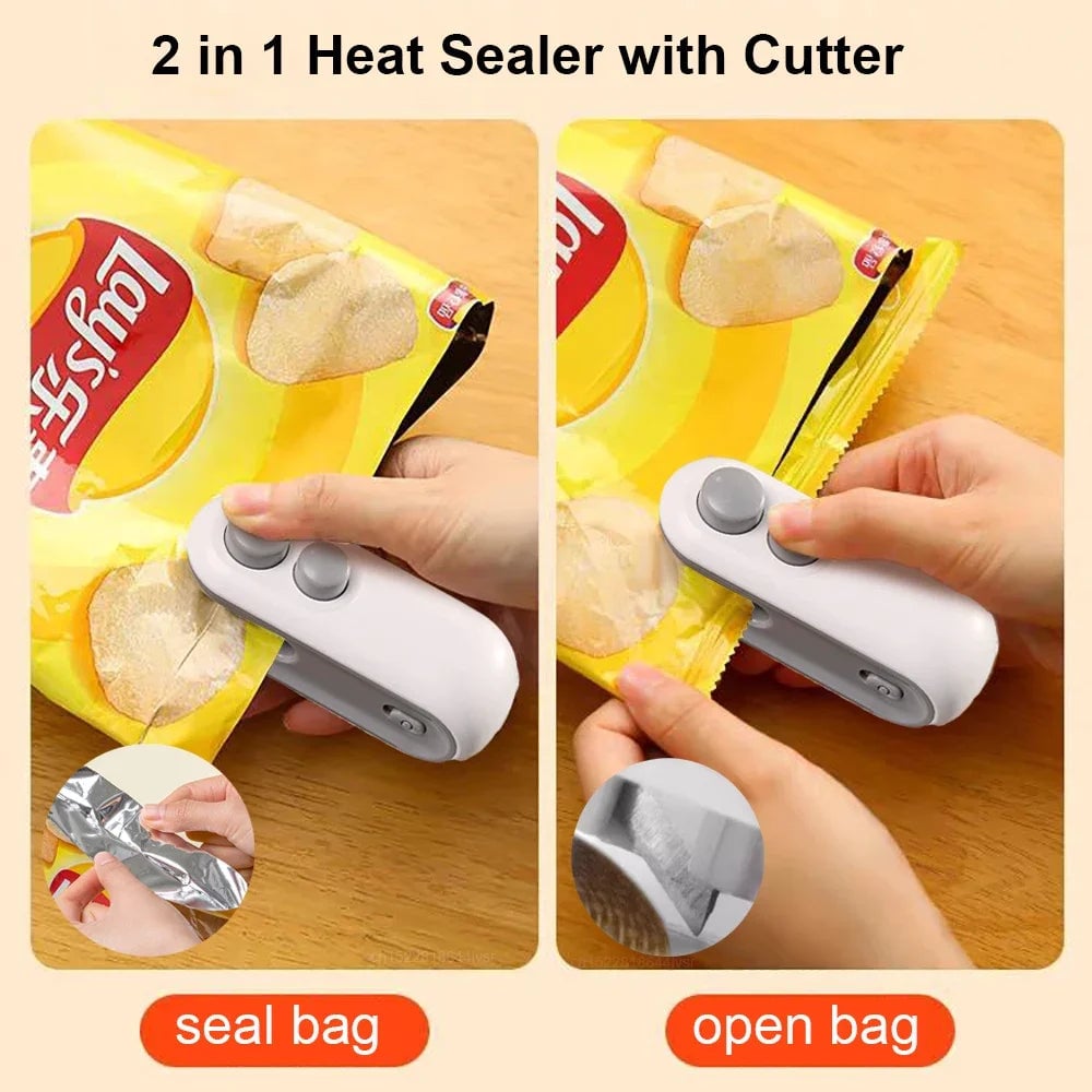 Handheld Mini Heat Sealer Machine - Portable Food Bag Sealer