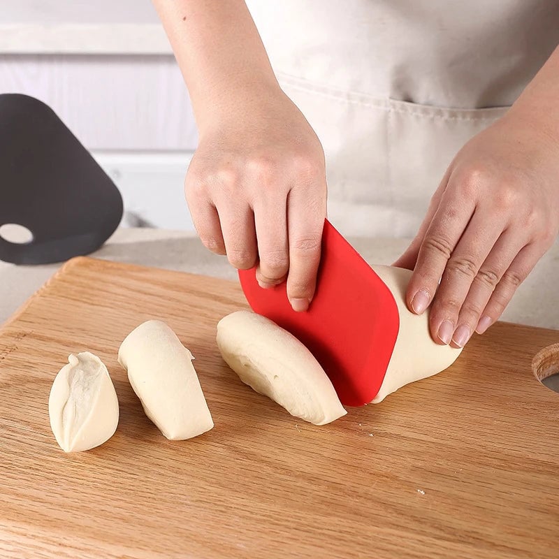 Silicone Dough Scraper with Standing Base - Pizza Cutter & Pastry Tool