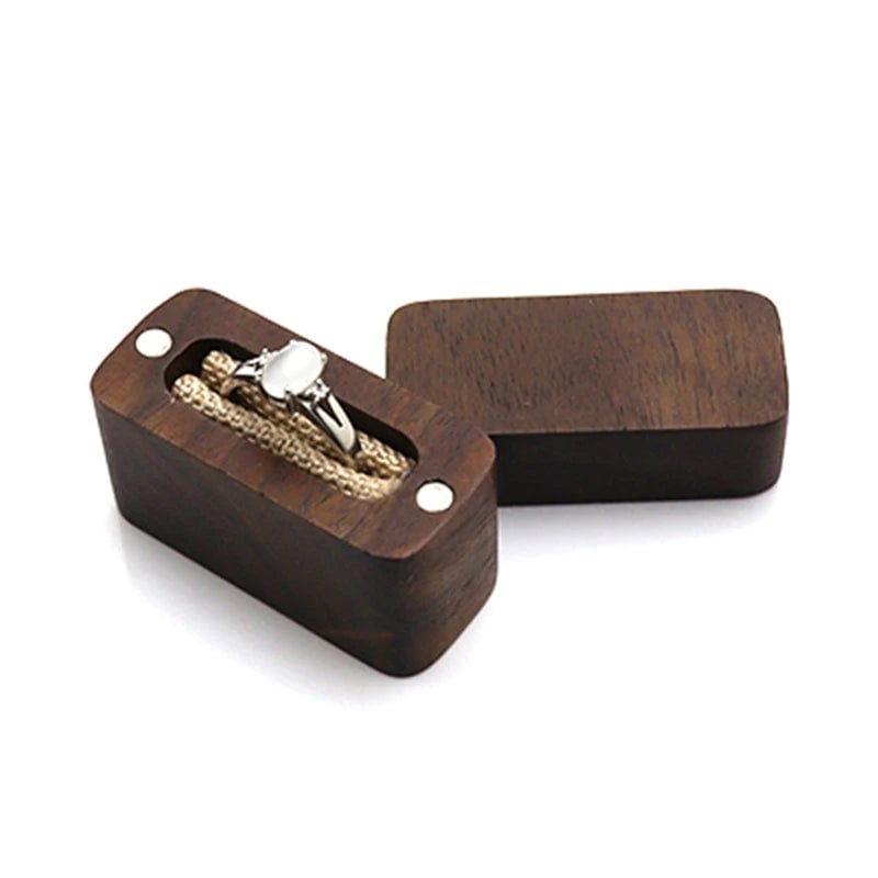 Wooden Ring Box - Premium Jewelry Organizer for Engagement Proposal