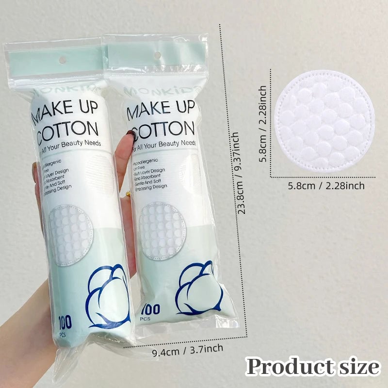 Cotton Makeup Remover Pads 100-200pcs Double Sided Round Facial