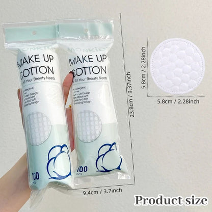 Cotton Makeup Remover Pads 100-200pcs Double Sided Round Facial