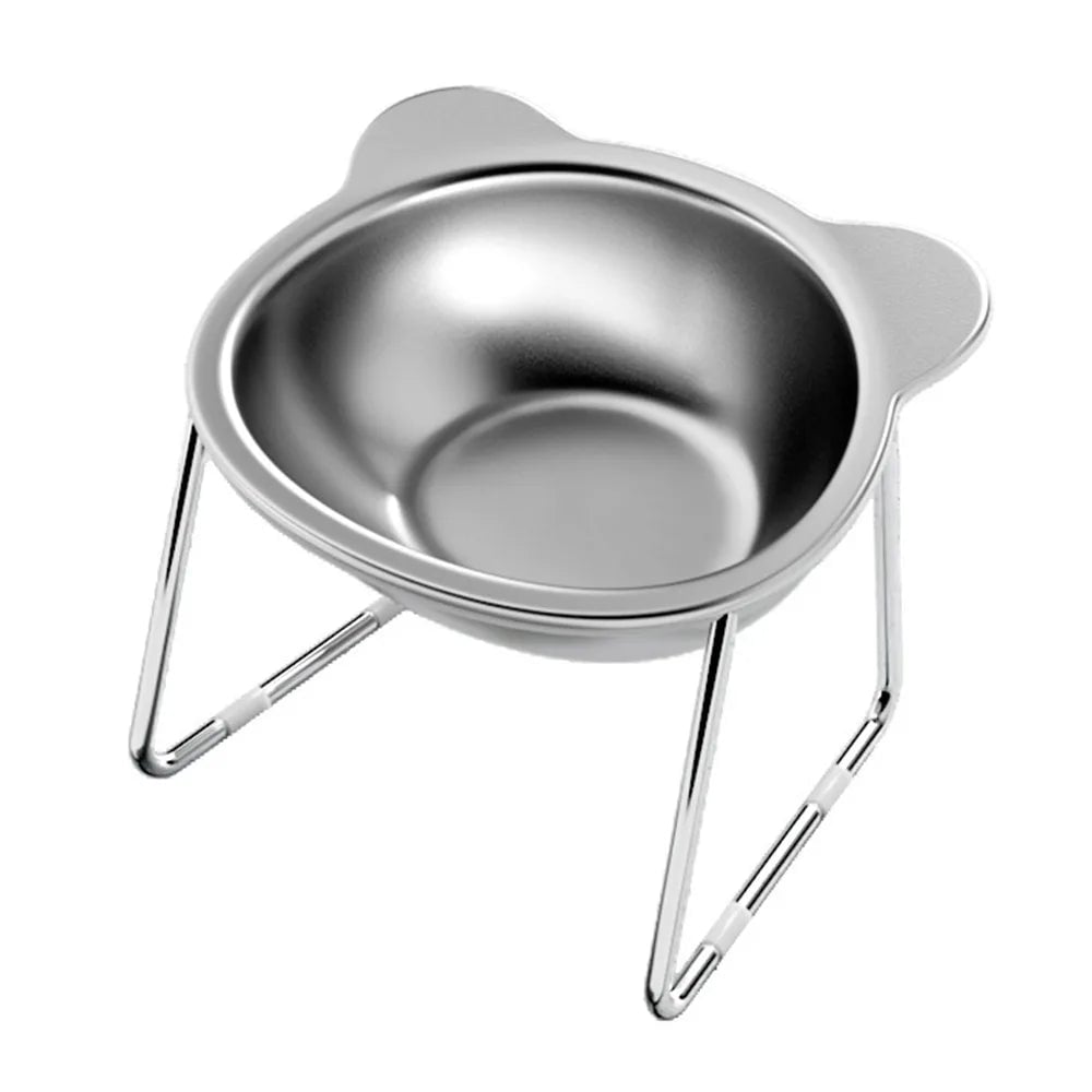 15 Degree Tilted Raised Cat Bowls Stainless Steel Food Water Set