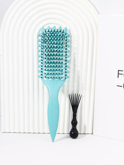 2pc Hollowed Curly Hair Styling Brush Set + Comb Cleaner - Real Wigs