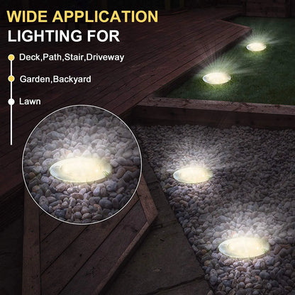 Solar LED Disk Ground Light - 8/20 LED Waterproof Buried Garden Deck