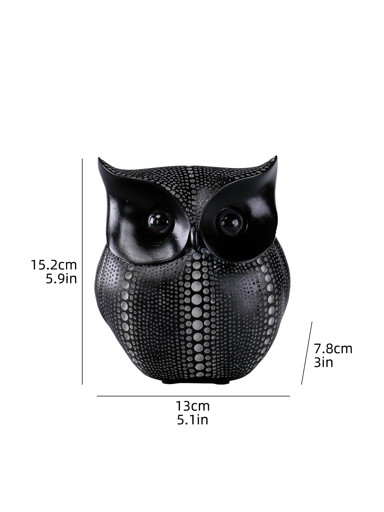 Resin Owl Statues Black White Animal Sculpture Home Decor Indoor