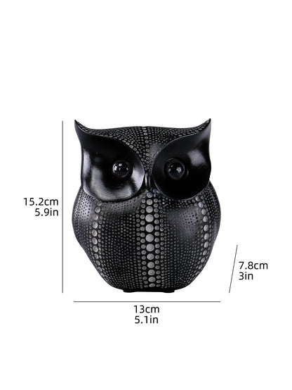 Resin Owl Statues Black White Animal Sculpture Home Decor Indoor