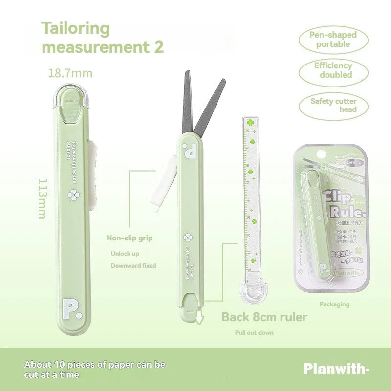 Mini Portable 2-in-1 Scissors Paper Cutter Knife Pen Shape Art Tool