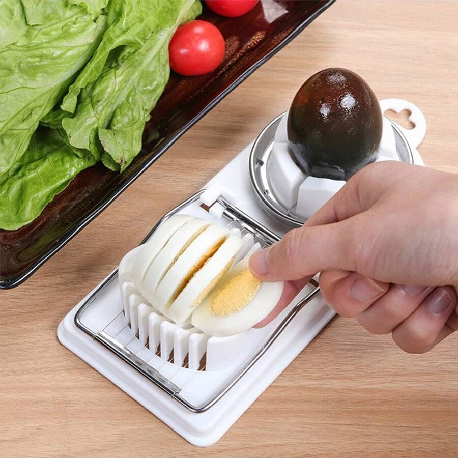 2-in-1 Stainless Steel Wire Egg Cutter PP Base Kitchen Tool
