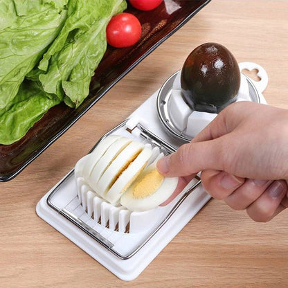 2-in-1 Stainless Steel Wire Egg Cutter PP Base Kitchen Tool