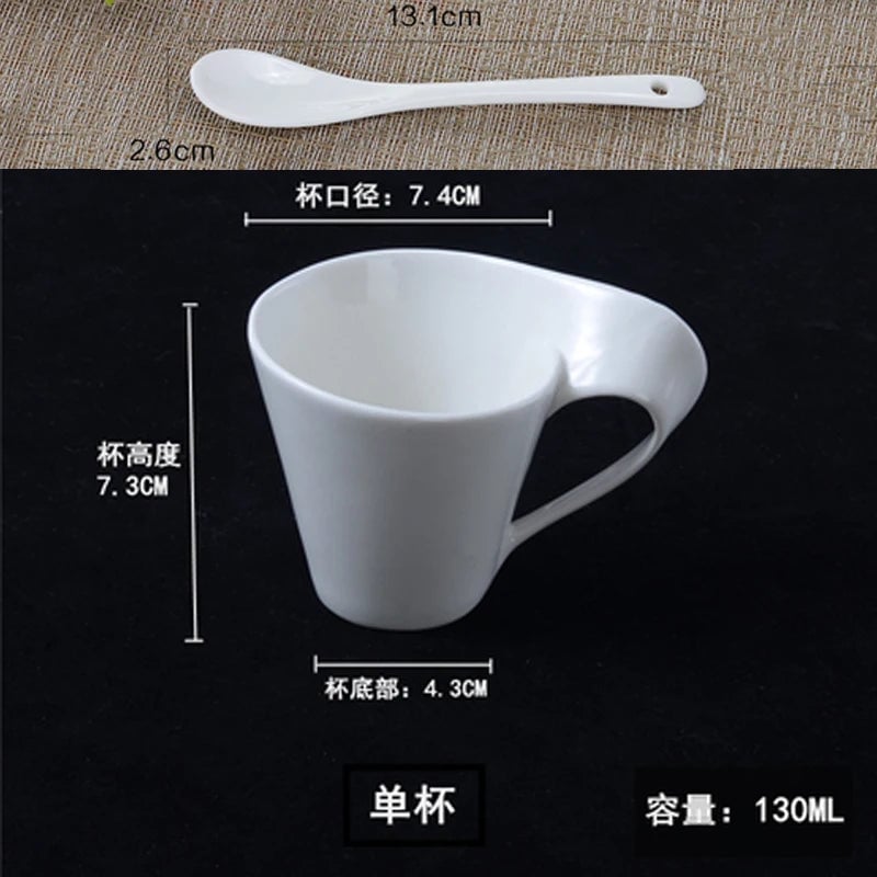 European Ceramic Espresso Cup Set with Spoon & Holder - 3-Piece