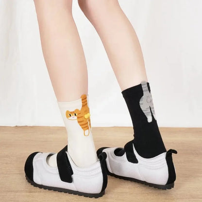 Discover premium 3D cartoon cat mid socks with anti-odor technology and breathable soft fabric. Perfect for casual wear with creative cute designs.