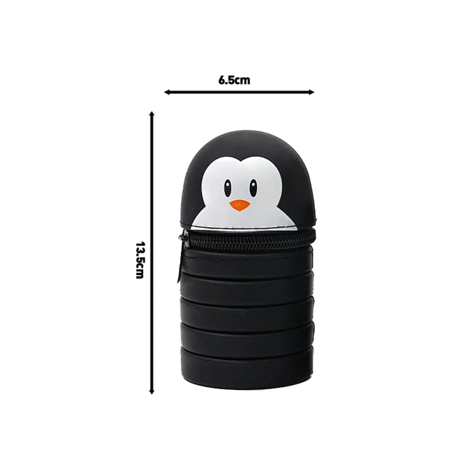 Foldable Silicone Cartoon Animal Pencil Case Desk Organizer Pouch