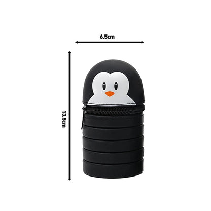Foldable Silicone Cartoon Animal Pencil Case Desk Organizer Pouch