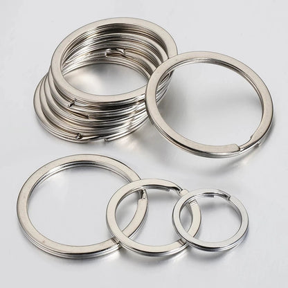 20pcs Stainless Steel Split Key Rings 20-35mm Round Flat Line