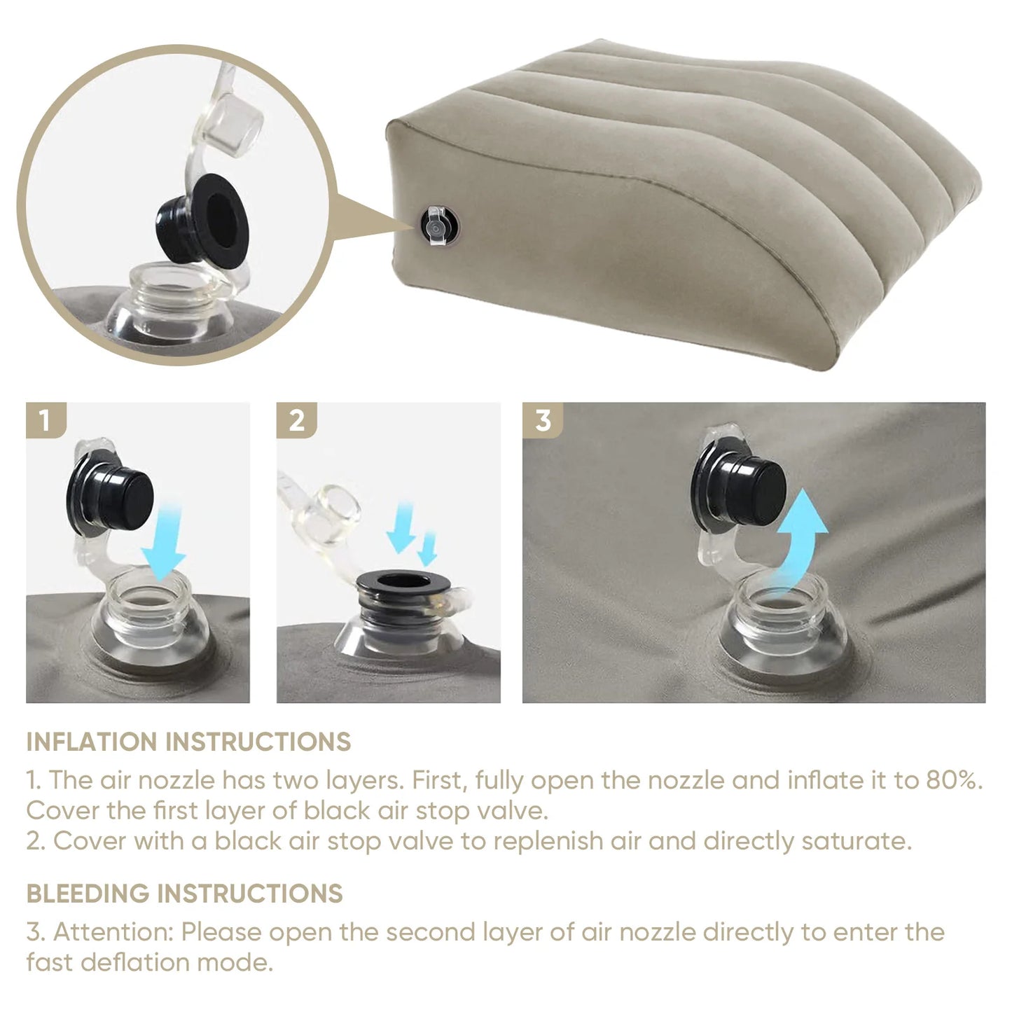 Inflatable Leg Elevation Pillow - Circulation Support Wedge Cushion