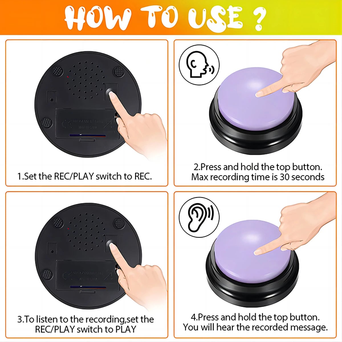 Recordable Dog Talking Button Toy - Voice Training Communication Device