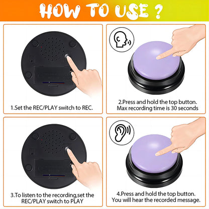 Recordable Dog Talking Button Toy - Voice Training Communication Device