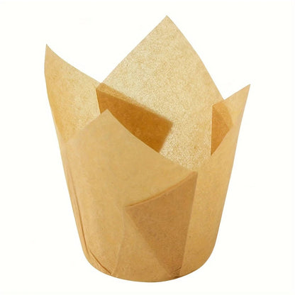 50pcs Tulip Oilproof Paper Cupcake Cases - Decorative Baking Cups