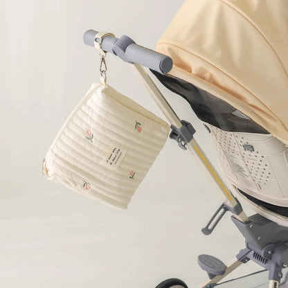 Embroidered Diaper Bag with Cute Print - Travel Baby Nappy Pouch