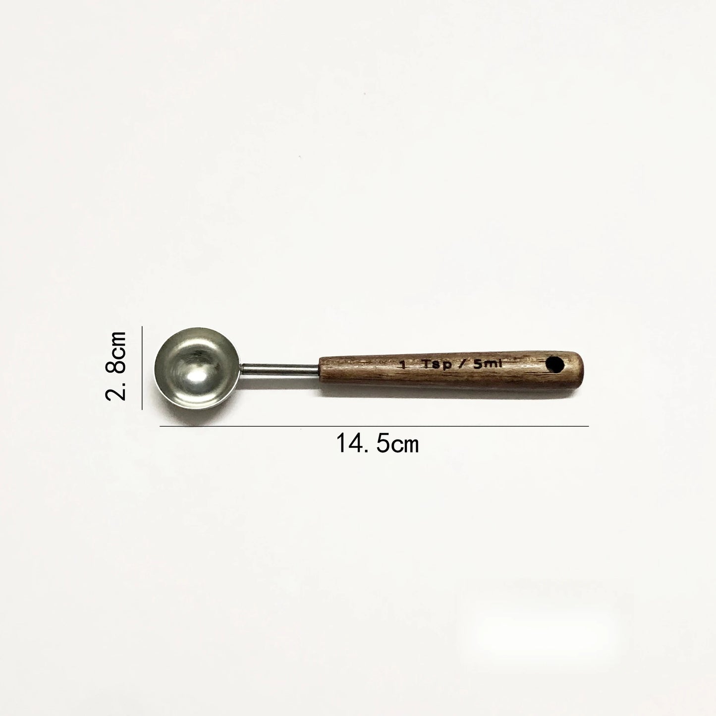 Oak Handle Stainless Steel Measuring Spoon - Coffee Bean Milk Powder