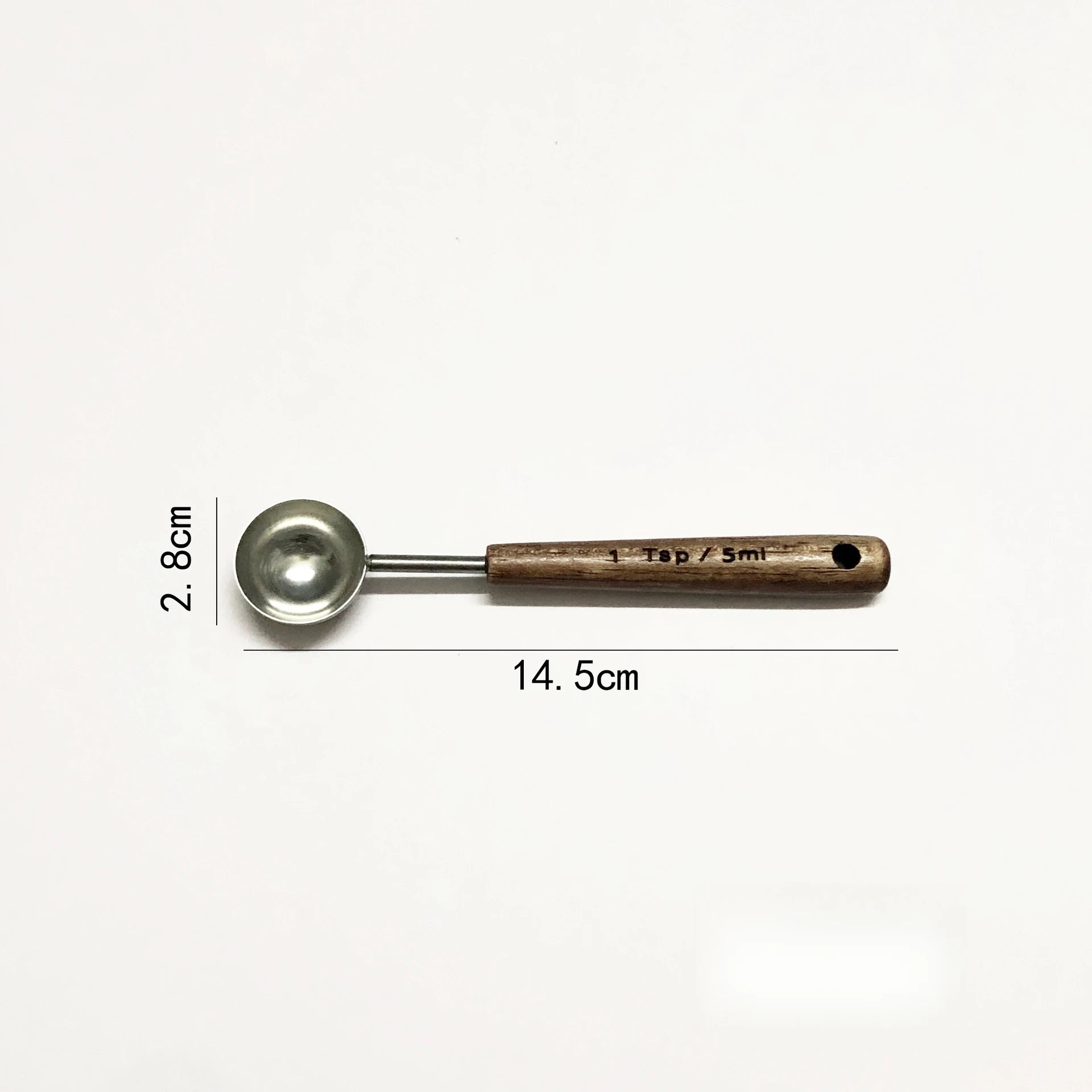 Oak Handle Stainless Steel Measuring Spoon - Coffee Bean Milk Powder