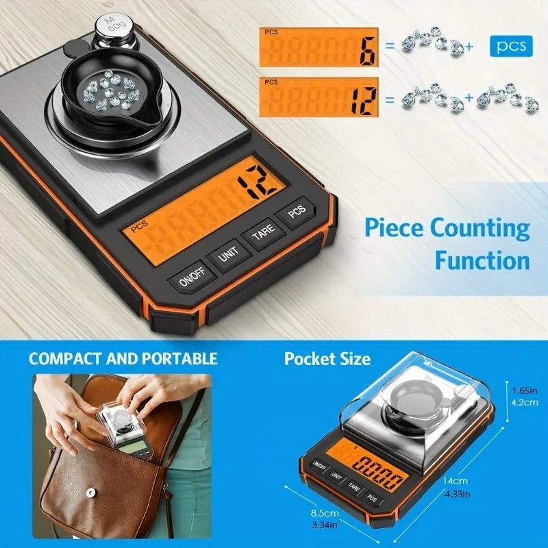 0.001g Professional Digital Jewelry Scale 50g Milligram Precision