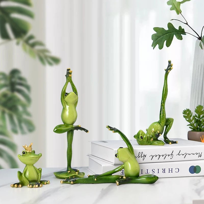 Rustic Resin Yoga Frog Desktop Decoration Bookcase Ornament