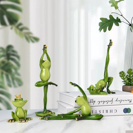 Rustic Resin Yoga Frog Desktop Decoration Bookcase Ornament