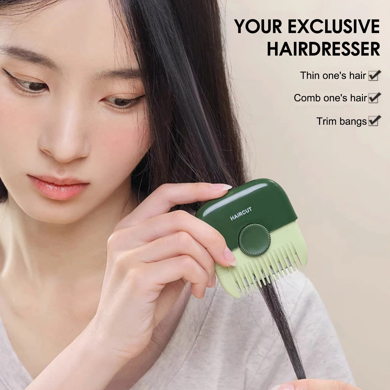 2-in-1 Hair Cutting Trimmer Comb - Bangs Shaving Thinning Tool