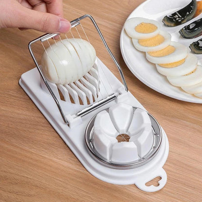2-in-1 Stainless Steel Wire Egg Cutter PP Base Kitchen Tool