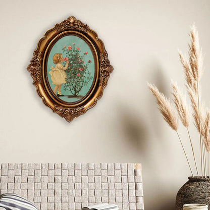 Vintage Baroque Oval Picture Frame - Antique Elegant Tabletop Wall