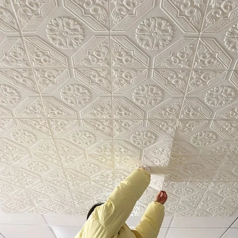 3D Self Adhesive Waterproof Ceiling Wallpaper 35x35cm Tiles 5-10pcs