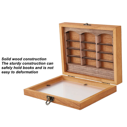 Miniature Wooden Bookshelf Display - Stress Relief Decorative Book Box
