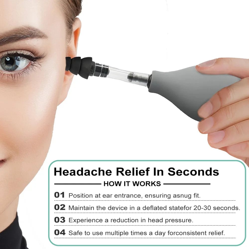 Ear Pressure Relief Suction Tool with 3 Size Silicone Earplugs