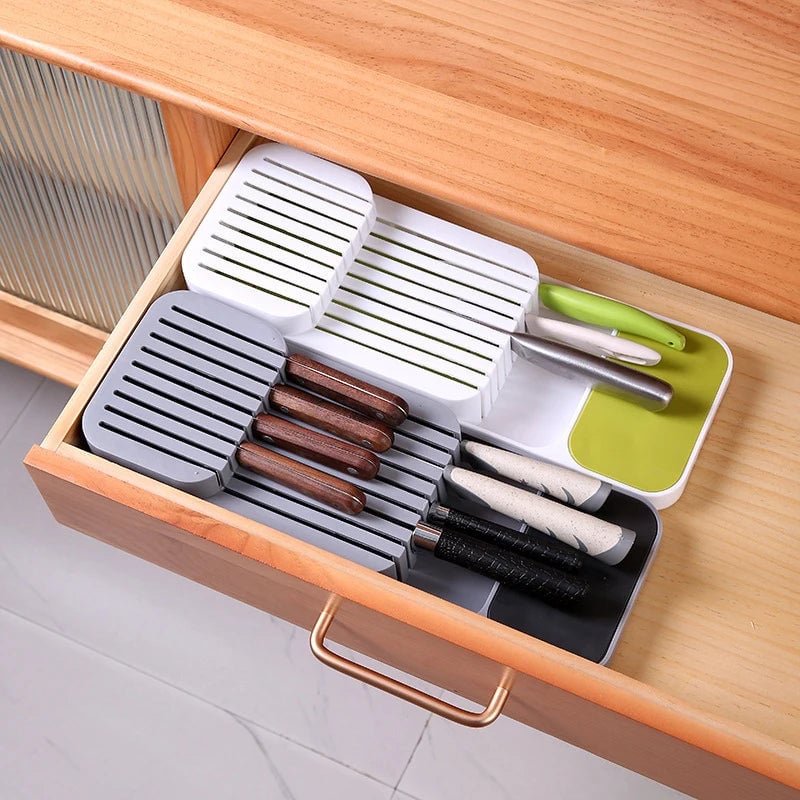 Multi-Compartment Kitchen Cutlery Organizer with Spice Storage Box