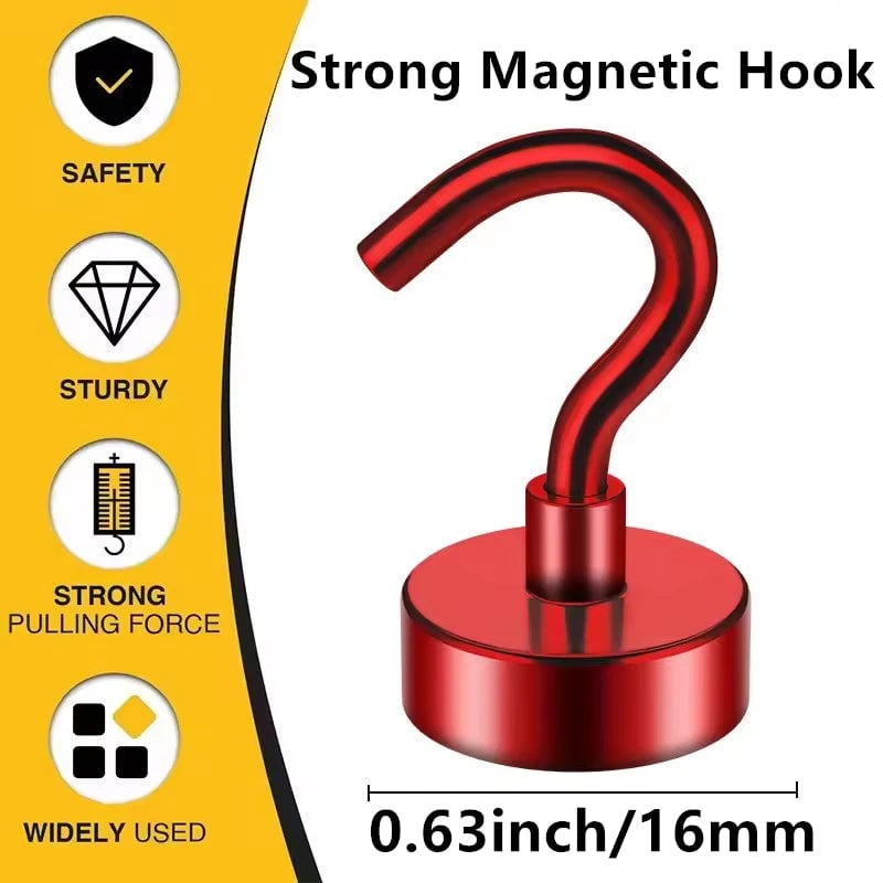 16mm Heavy Duty Magnetic Hooks - Strong Multi-Purpose Storage