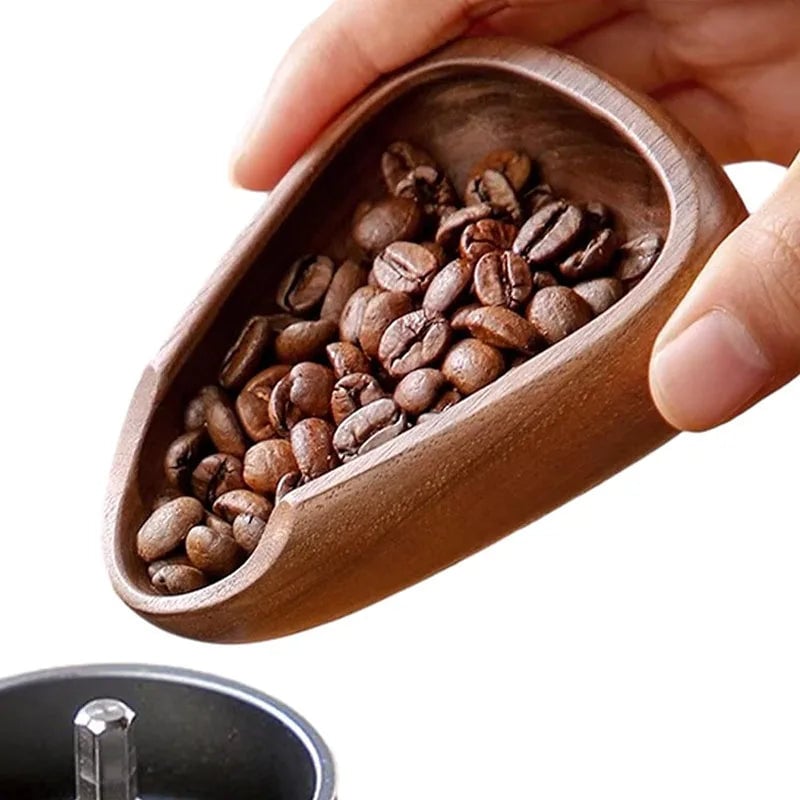 Solid Walnut Coffee Bean Dose Tray Scoop Measure Tool Espresso