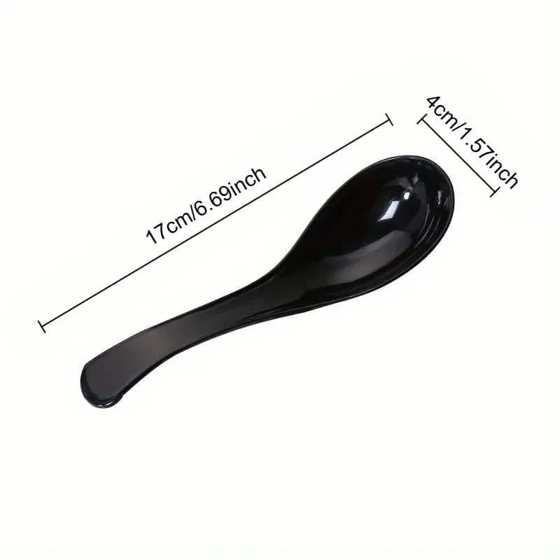 6 Black Spoons Set - Multi-Purpose Soup Dessert Utensils for Dining