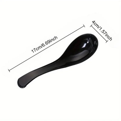6 Black Spoons Set - Multi-Purpose Soup Dessert Utensils for Dining