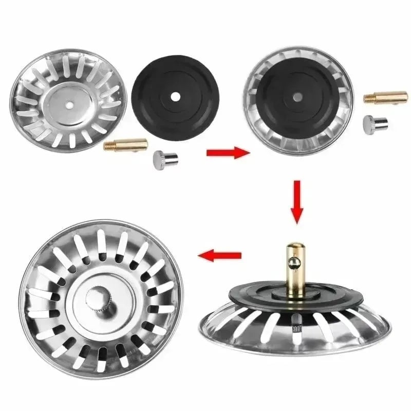 Stainless Steel Kitchen Sink Strainer Stopper 2 Piece Filter Set
