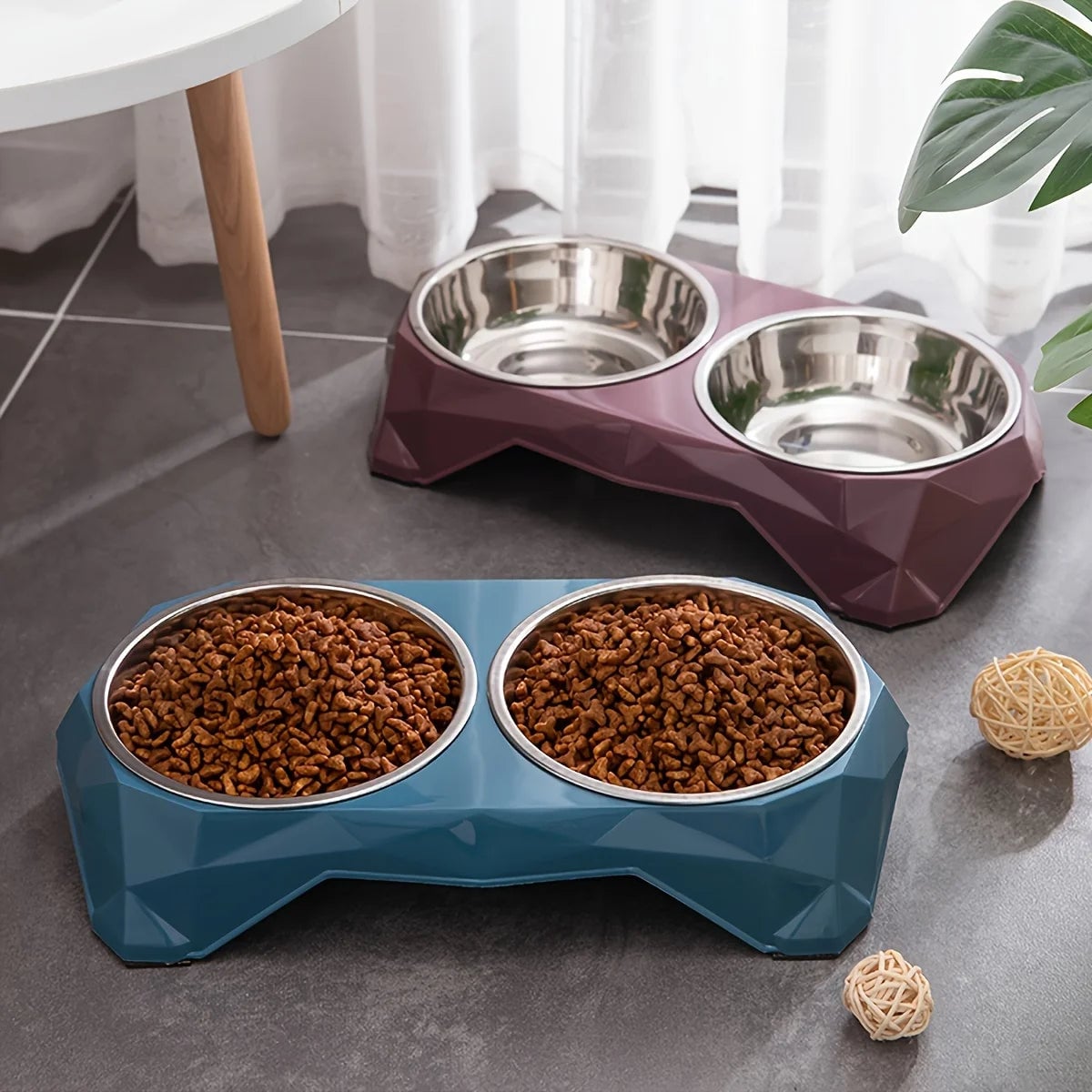 Large Stainless Steel Double Bowl Pet Feeder for Dogs & Cats