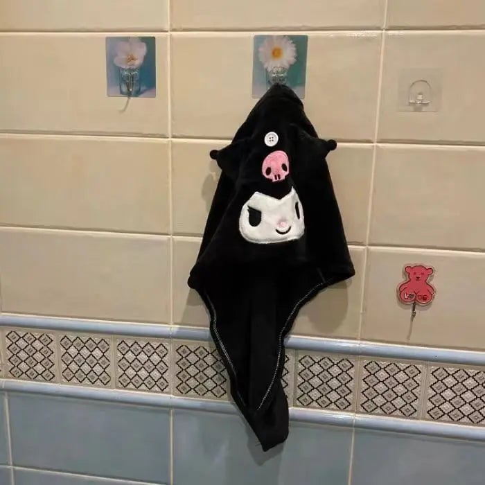 Quick Dry Microfiber Hair Towel Wrap Kuromi My Melody Shower Cap