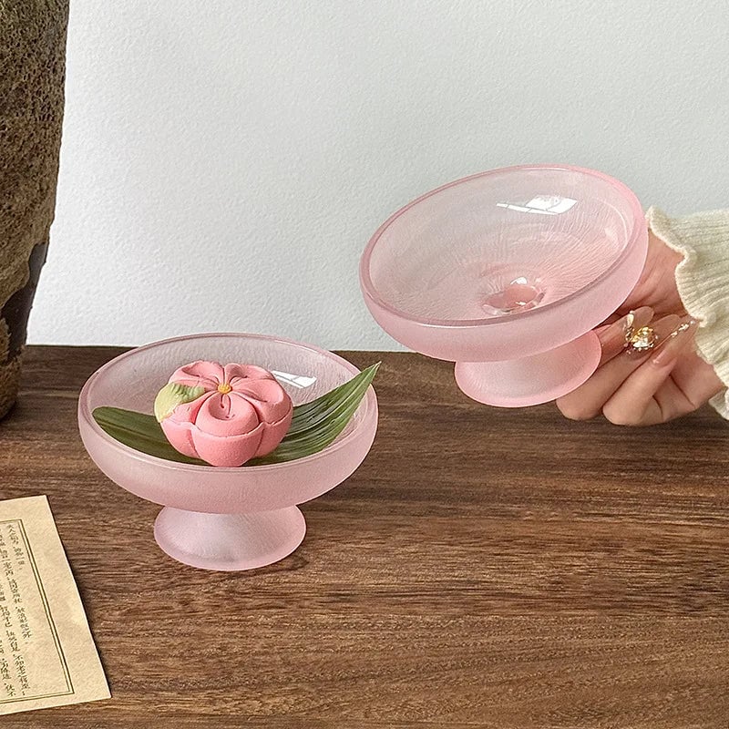 Glacier Glass High-Foot Fruit Plate - Small Exquisite Candy Snack Dish