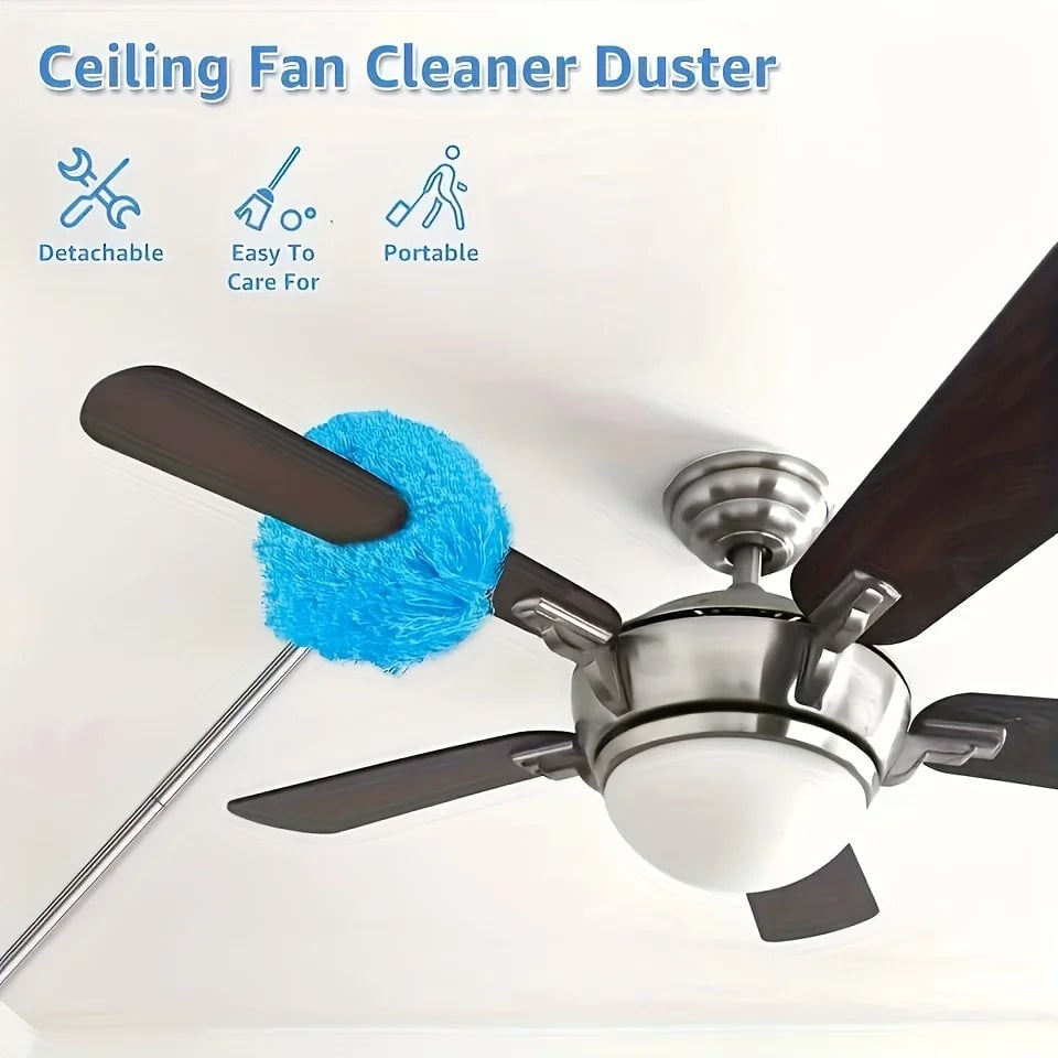Reusable Microfiber Ceiling Fan Duster Set - Dust Lock Technology