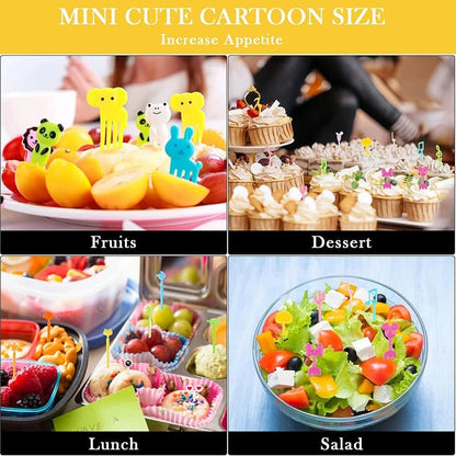 Mini Animal Fruit Forks Kids Set Silicone Vegetable Cutter Dividers