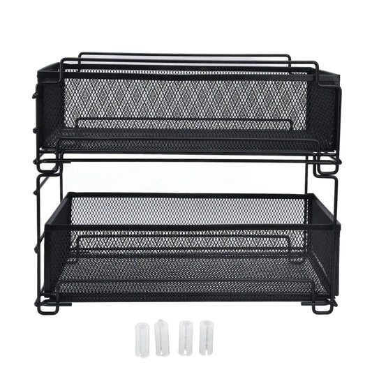 Sliding Under Sink Drawer Organizer - Pull Out Kitchen Storage Rack